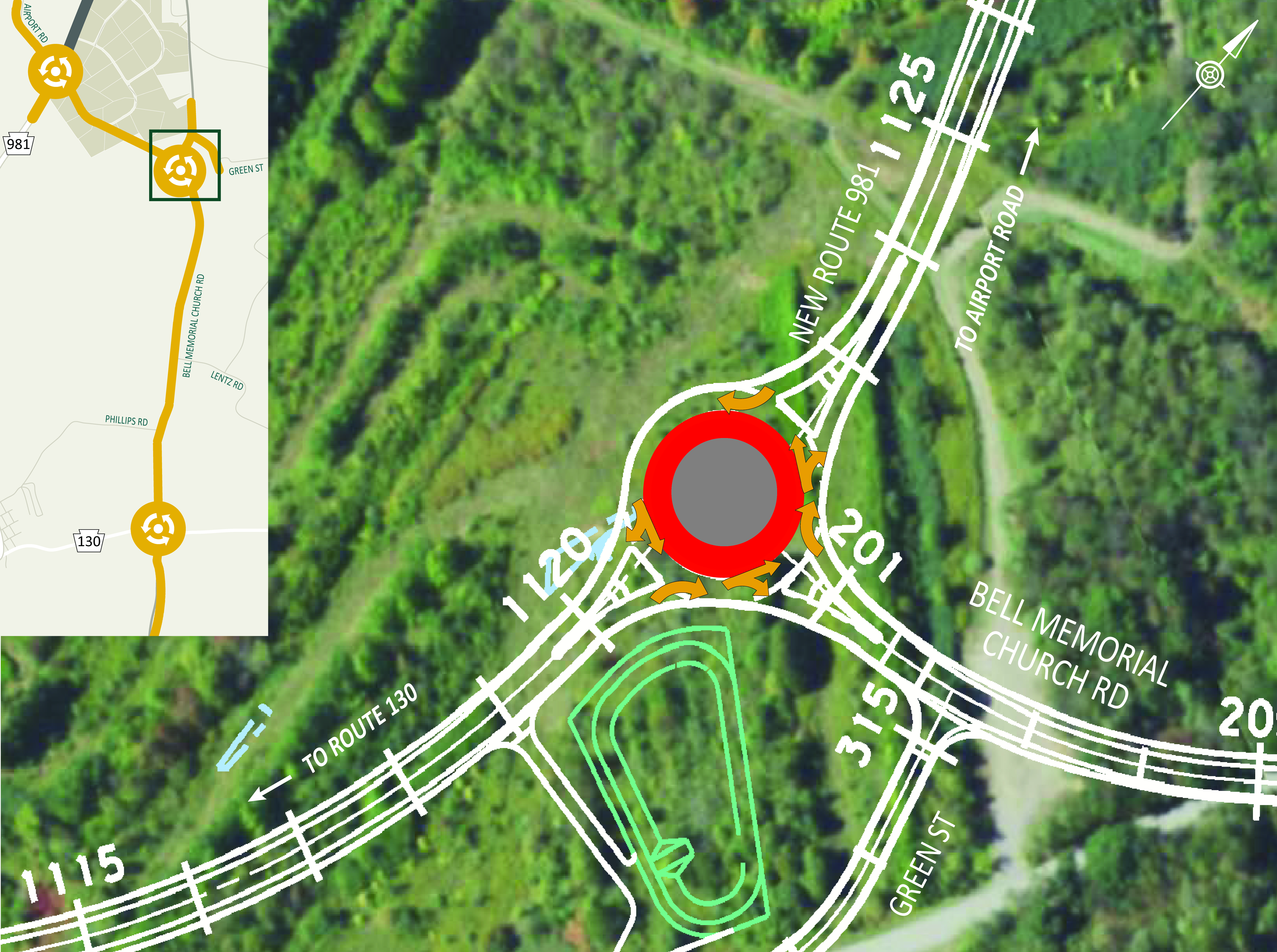 Bell Memorial Church Road roundabout