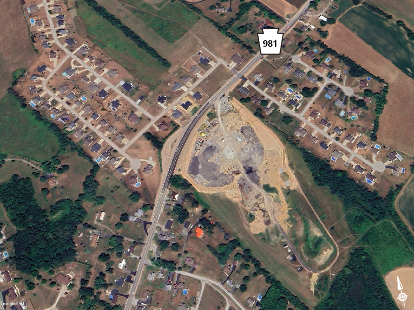 New alignment of Route 981 New alignment of Route 981